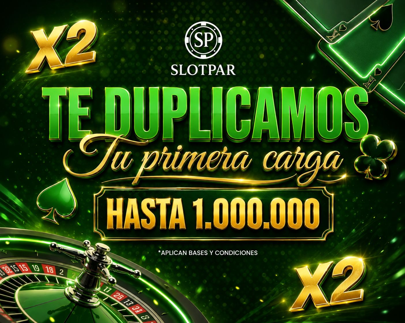 Promoción SLOTPAR: te duplicamos tu primera carga hasta 1.000.000
